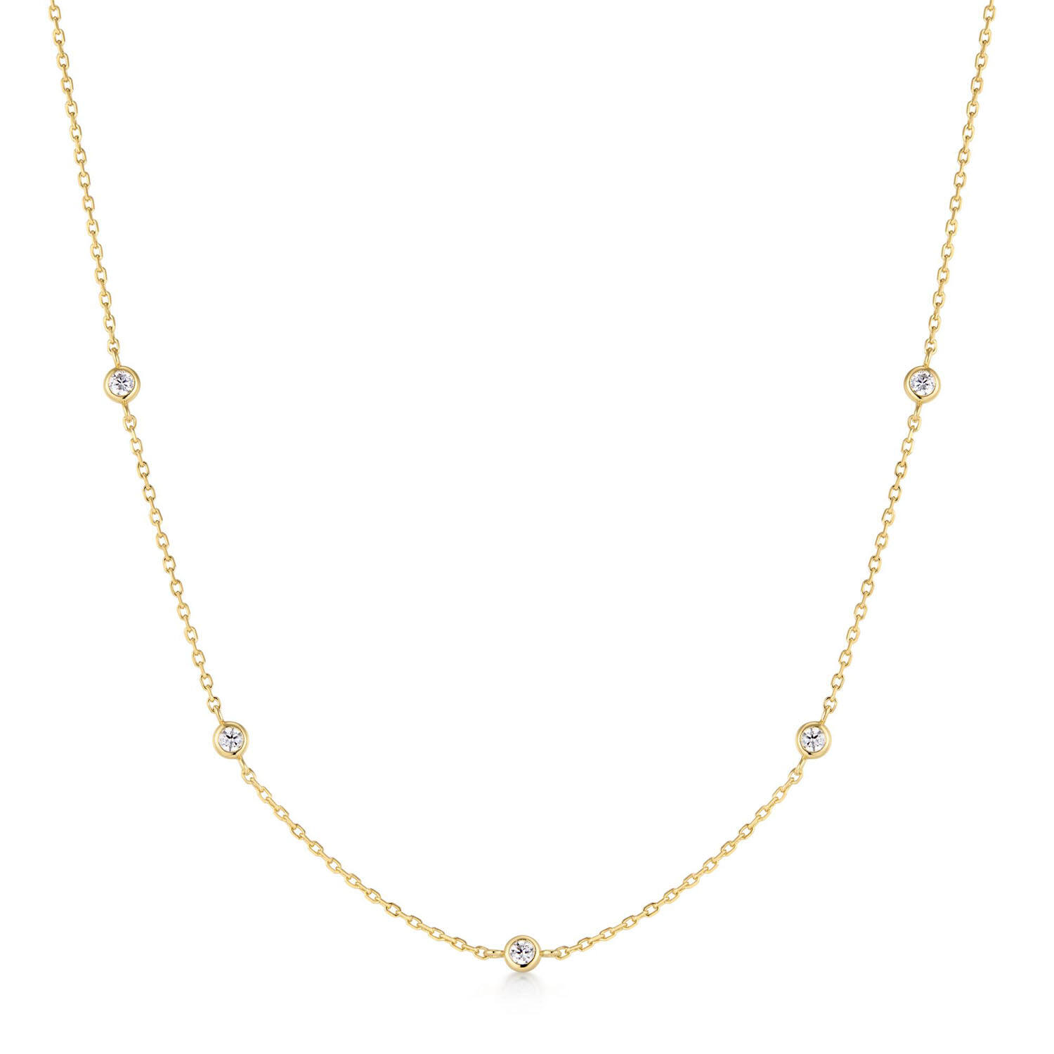  Starlit Drops - Gliederketten - Silber / 14kt GP - Zirkonia - 43cm